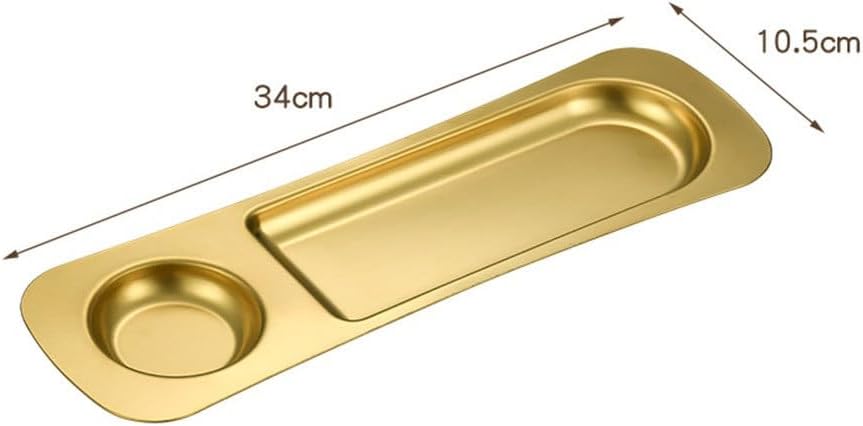 Modern Gold Plated Food Serving Tray with Sauce Bowl