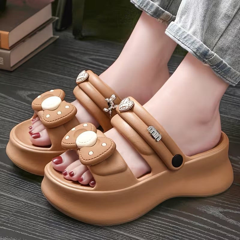 Ladies Stylish Bow Slip-On Clogs