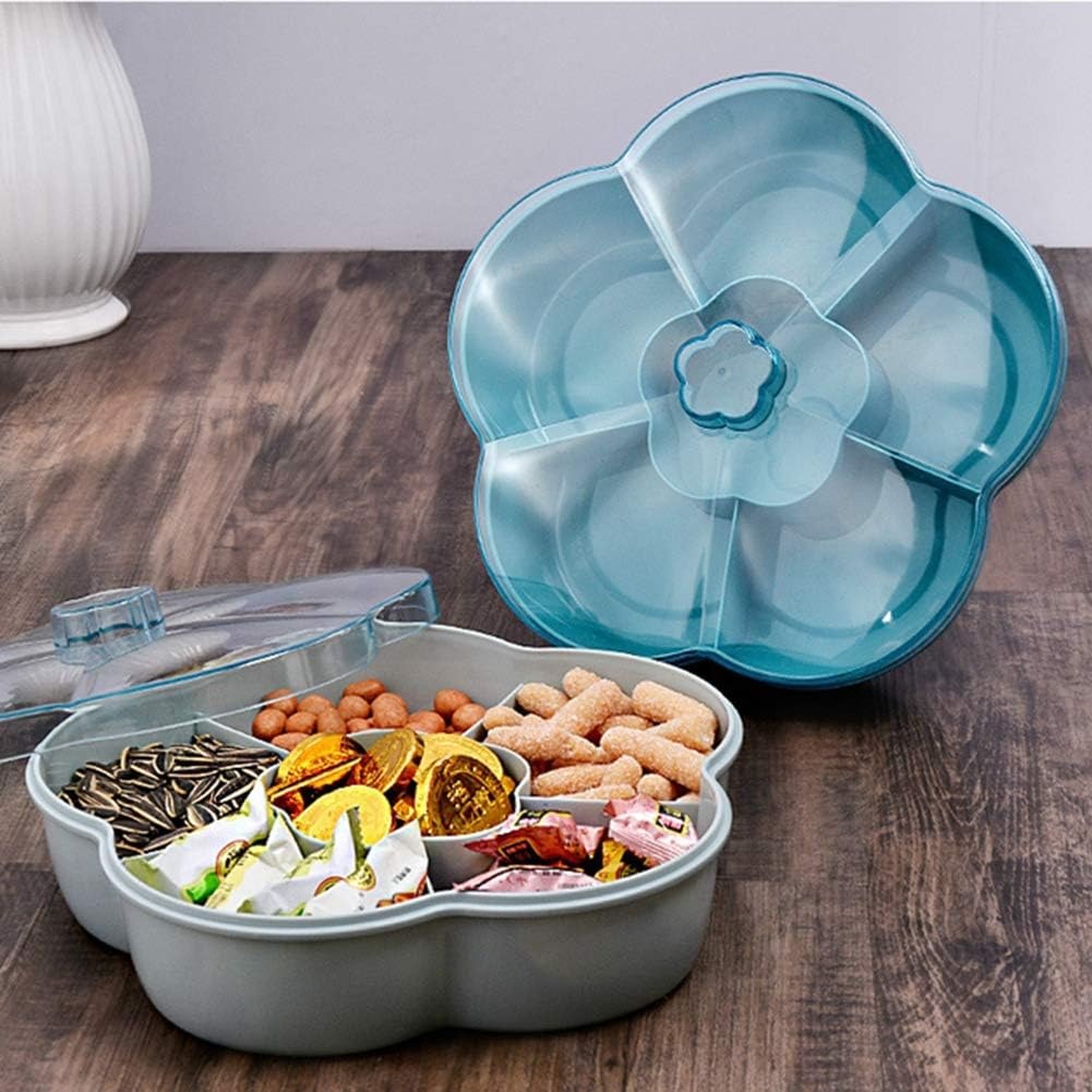 Flower Shape Snack Traay With Lid for Nut Candy Dried Fruit