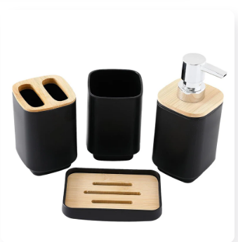 3 PCS BATHROOM SET WITH BAMBOO TRAY