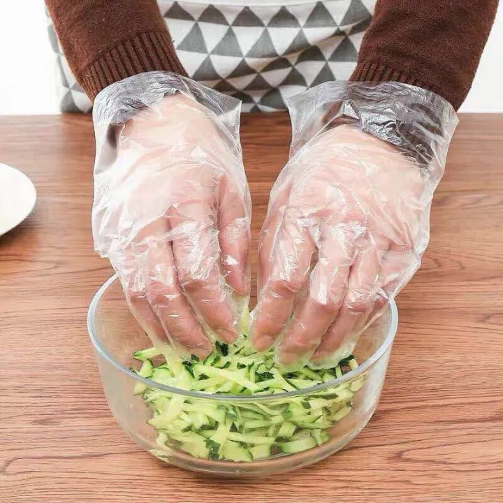 100 pcs Disposable Gloves Work Cleaning Transparent Waterproof Glove