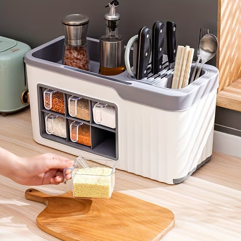 Multi-functional Spice Storage Rack-for Spice Jars,Cutlery Knife Holder