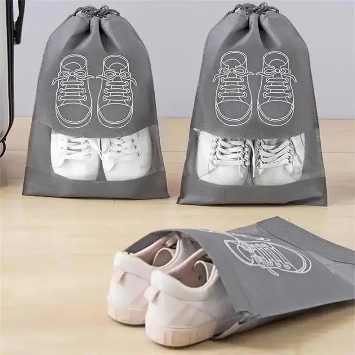 Printed Design Travel Shoe Storage Bags 2 Pcs Non-woven Rustproof Shoe Bag Portable Drawstring Bags For Shoes Clothing Travel Bag Organizer