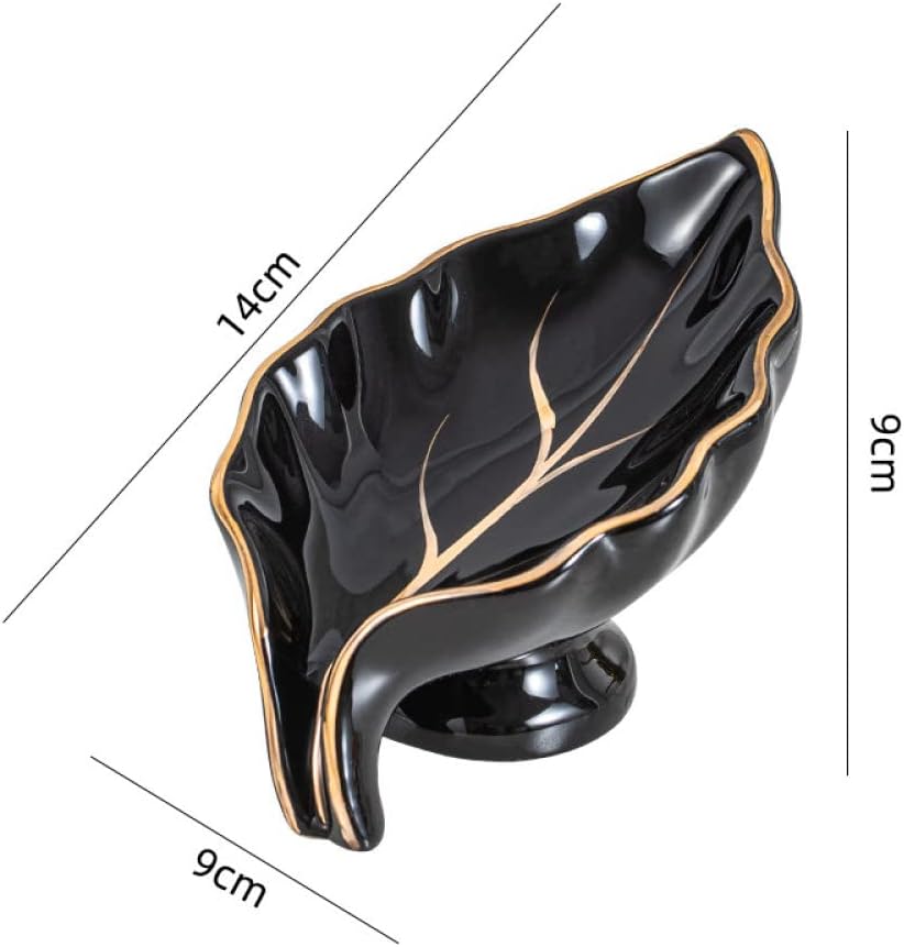 Ceramic Soap Dish with Drain Ruffled Leaf Shape Self Draining Bar