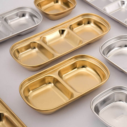 Golden Partition Round Sauce Tray