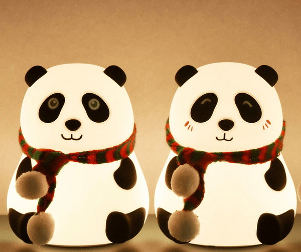 Cute Panda Night Light with Scarf – Soft Silicone LED Bedside Lamp for Kids & Home Decor
