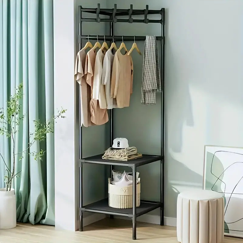 Corner Coat Rack Floor Standing Clothes Hanger Multilayer Coats Racks
