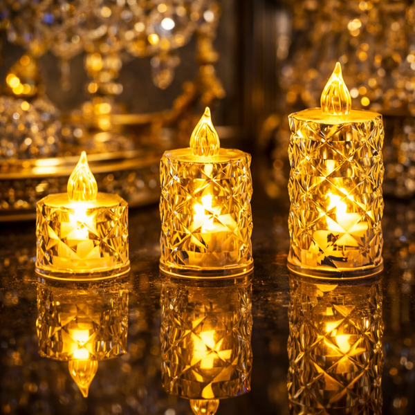 Crystal Flameless Candle Light Flameless LED Crystal Candle Light Clear Shell Crystal Candle Light Ornament