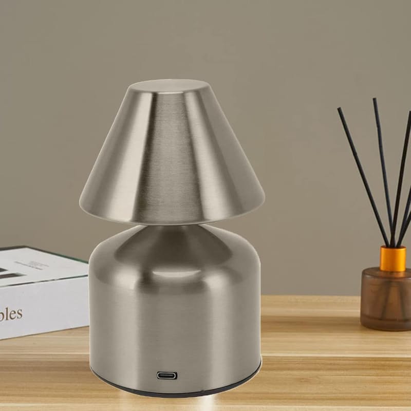 3 Colour Electro Plating Brushed Metal Mushroom Lamp