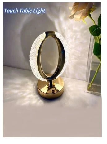 Modern Crystal LED Ring Table Lamp – Luxury Decorative Bedside & Living Room Light