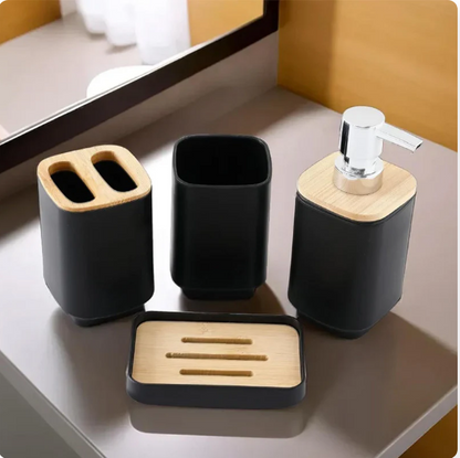 3 PCS BATHROOM SET WITH BAMBOO TRAY