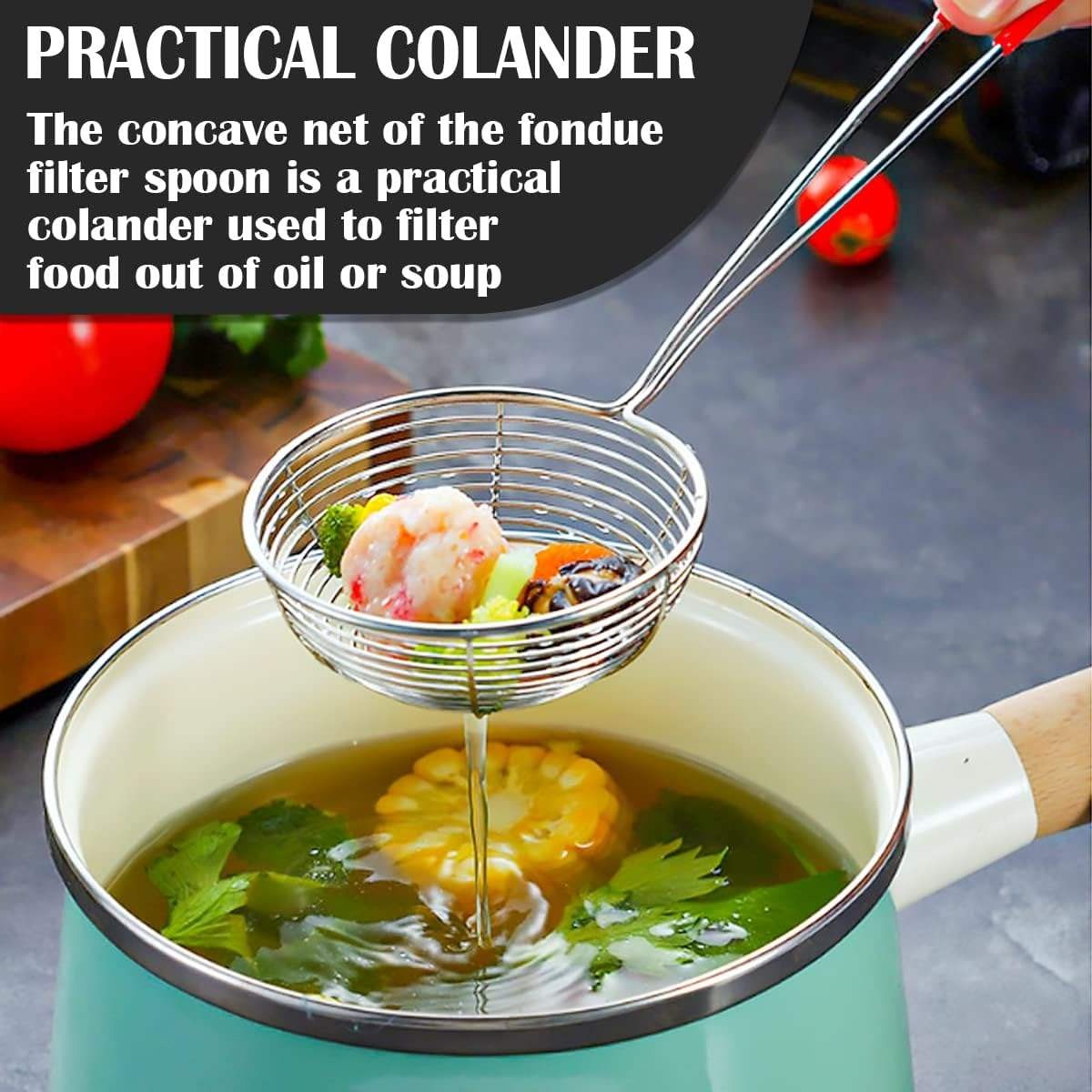 Long Handle Fry Strainer, Long Handle Skimmer, Oil Strainer Spoon