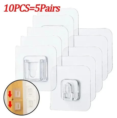 2Pcs Double Sided Adhesive Wall Hooks Waterproof Transparent Suction Cup Storage Hook For Kitchen Bathroom Organizer Holders