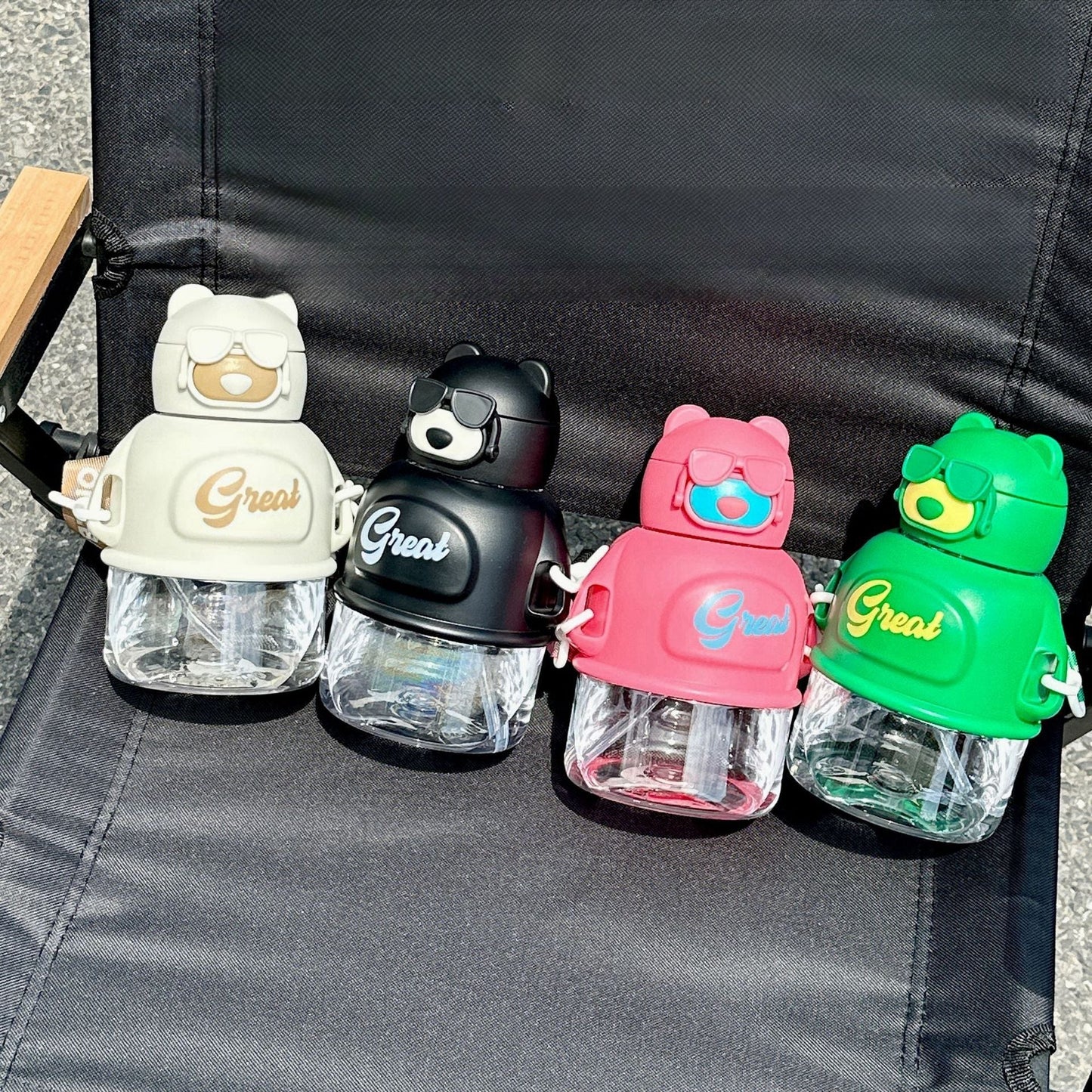 Cute Bear Trendy Plastic Water Bottle for Students