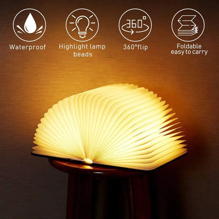 BOOK WOODEN RECHARGEBLE LED LAMP