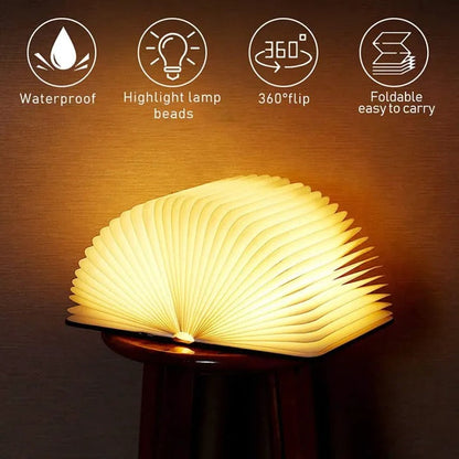 BOOK WOODEN RECHARGEBLE LED LAMP