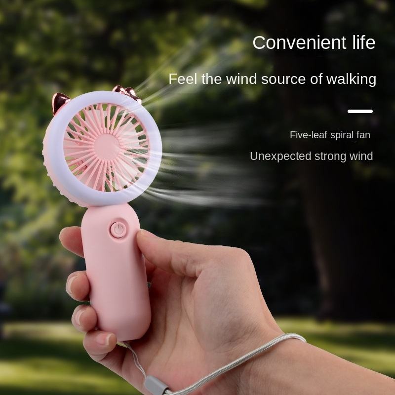 Strong Wind Handheld Fan With Light