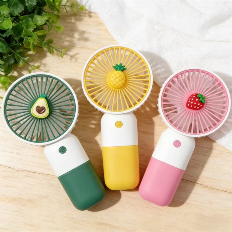Mini Handheld USB Rechargeable Fan with Cute Fruit Design