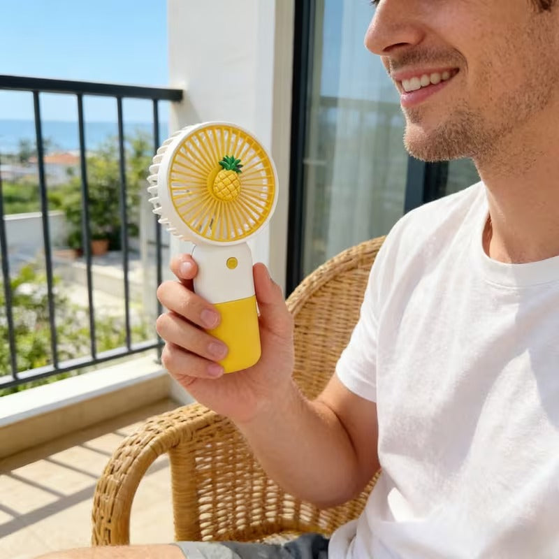 Mini Handheld USB Rechargeable Fan with Cute Fruit Design