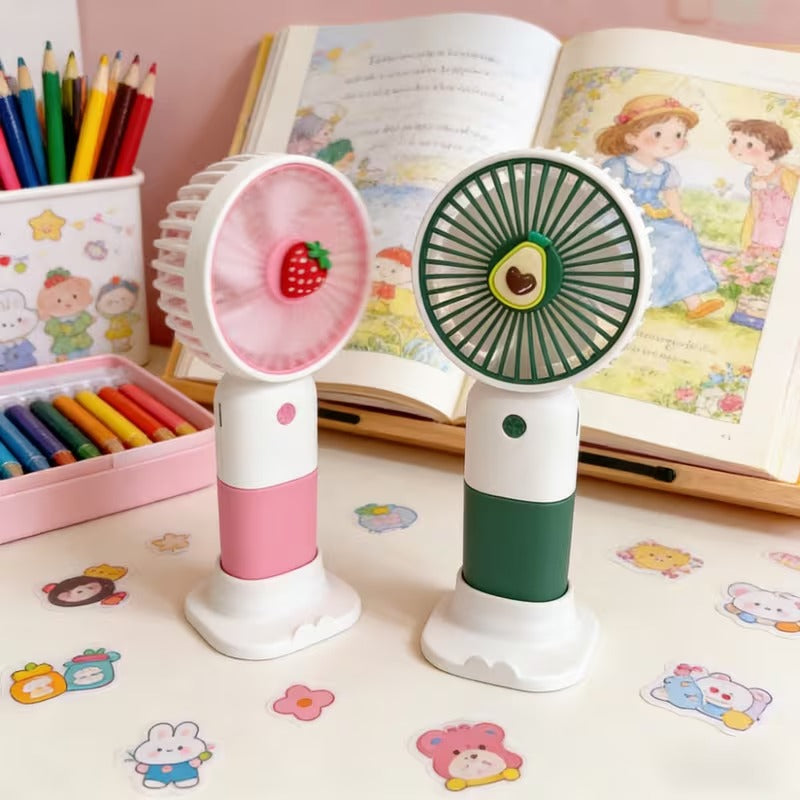 Mini Handheld USB Rechargeable Fan with Cute Fruit Design