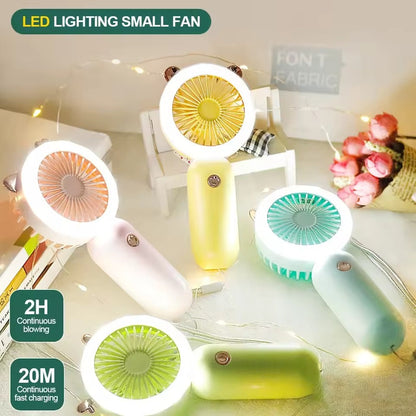 Strong Wind Handheld Fan With Light