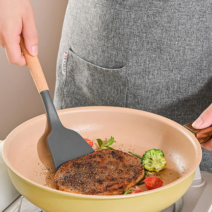 Silicone Spatula Wooden Handle, Silicone Cooking Utensils Cookware for the Kitchen