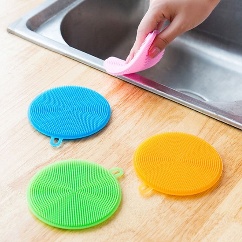 3Pcs Silicone Sponge Dish Washing Kitchen Scrubber
