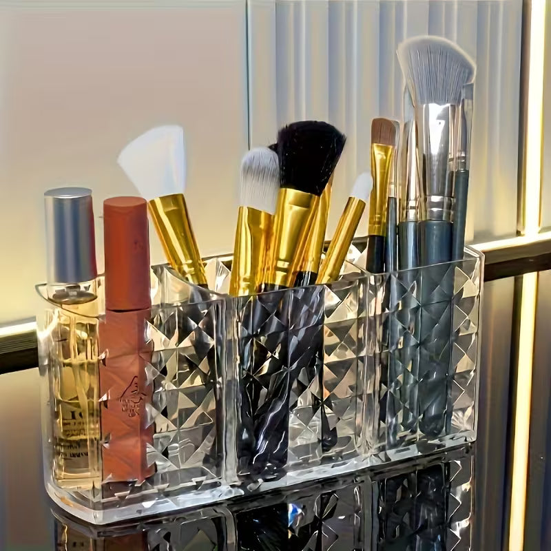 3 Compartments Acrylic Brush Holder