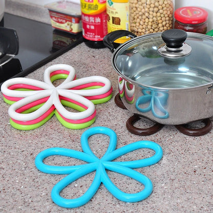 Flower Shape Anti-Slip Pot Holder Pan Pad Bowl Plate Dish Place-mat Cup Coaster Kitchen Dining Table Silicone Heat-Proof Mat
