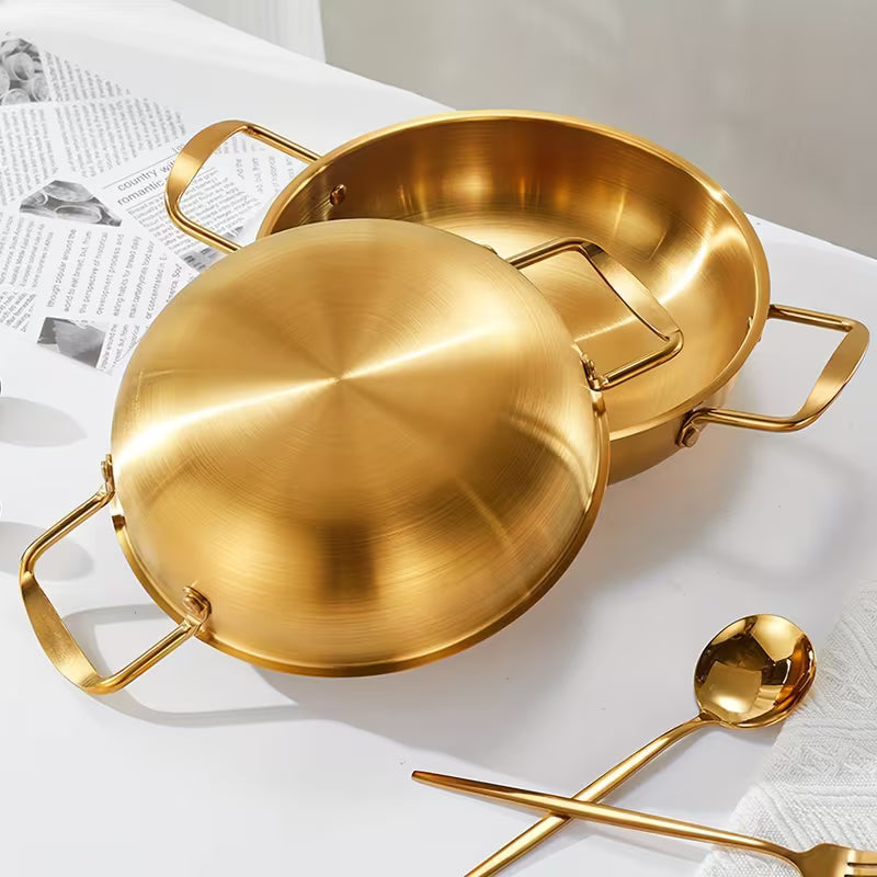 Golden Noodle Pot Korean style Stainless Steel Soup Pot Gas Induction Pot