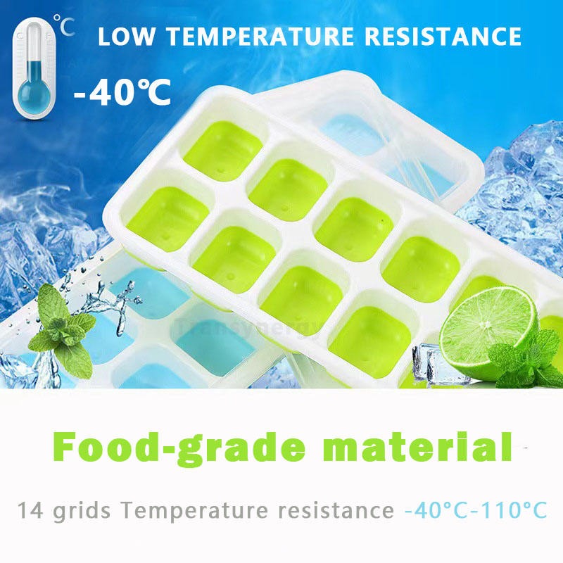 14 Grid Silicone Ice Cube Tray With Lid