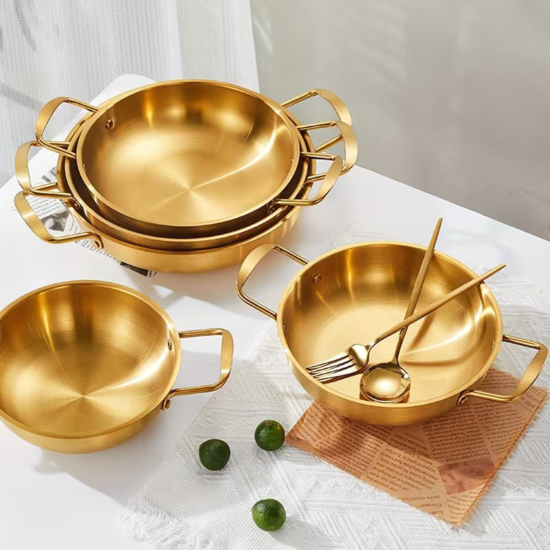 Golden Noodle Pot Korean style Stainless Steel Soup Pot Gas Induction Pot