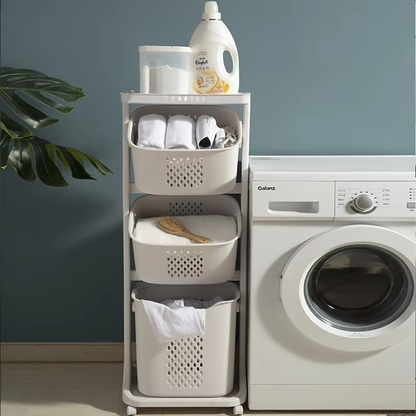 3 Tier Rolling Laundry Cart With Laundry basket and Wheel