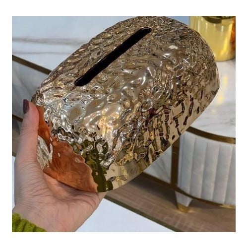 GOLD & SILVER HAMMERED TISSUE BOX HOLDER