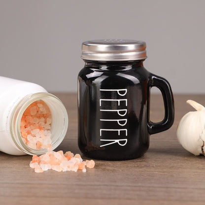 Salt and Pepper Shaker Set, Glass Black and White Shaker Set