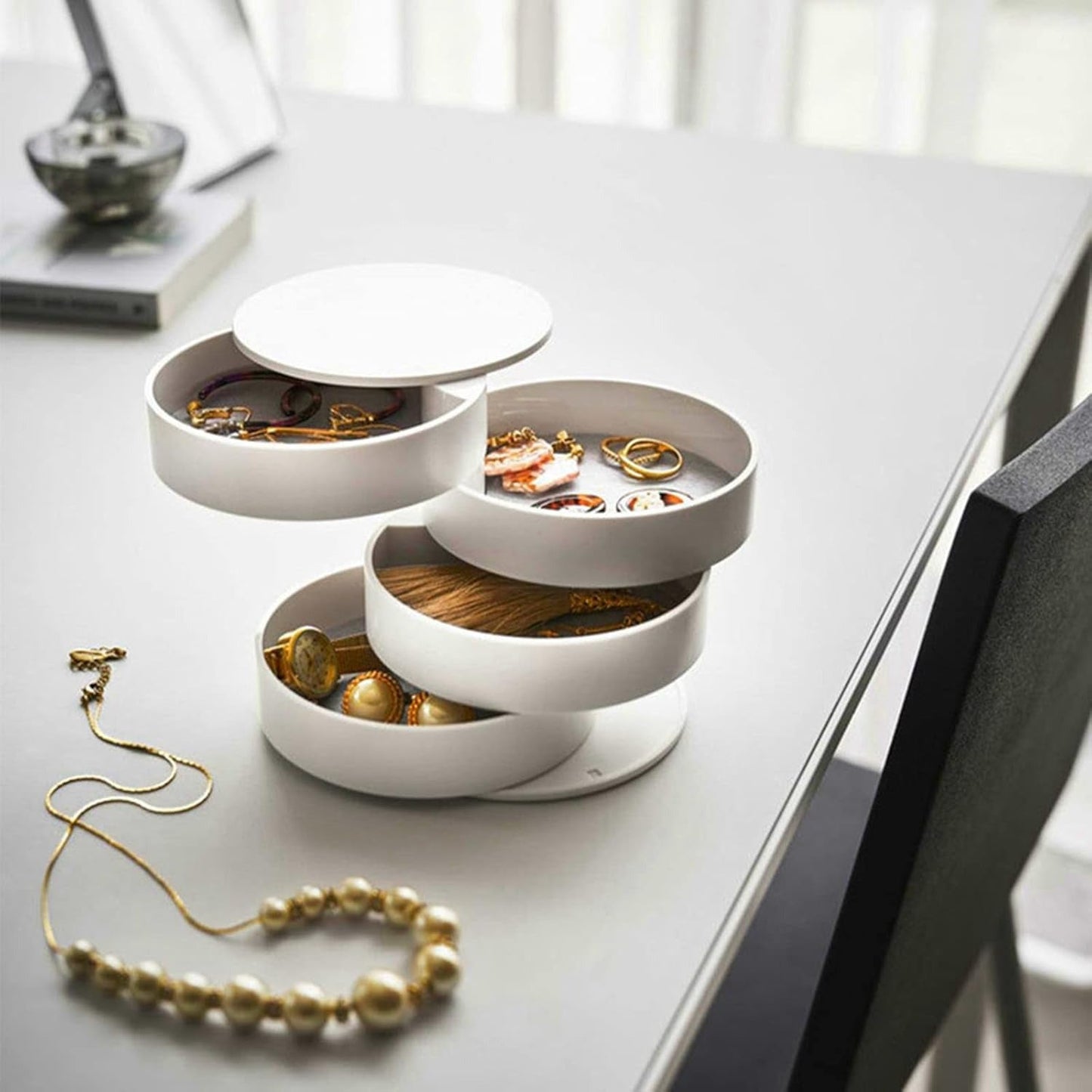 Desktop Rotating Jewelry And Snacks Organizer (4Layer)