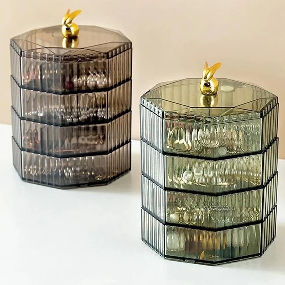 Glacier Style Clear Acrylic Jewelry Organizer – Multi-Compartment Jewelry Storage Box for Rings, Earrings & Necklaces