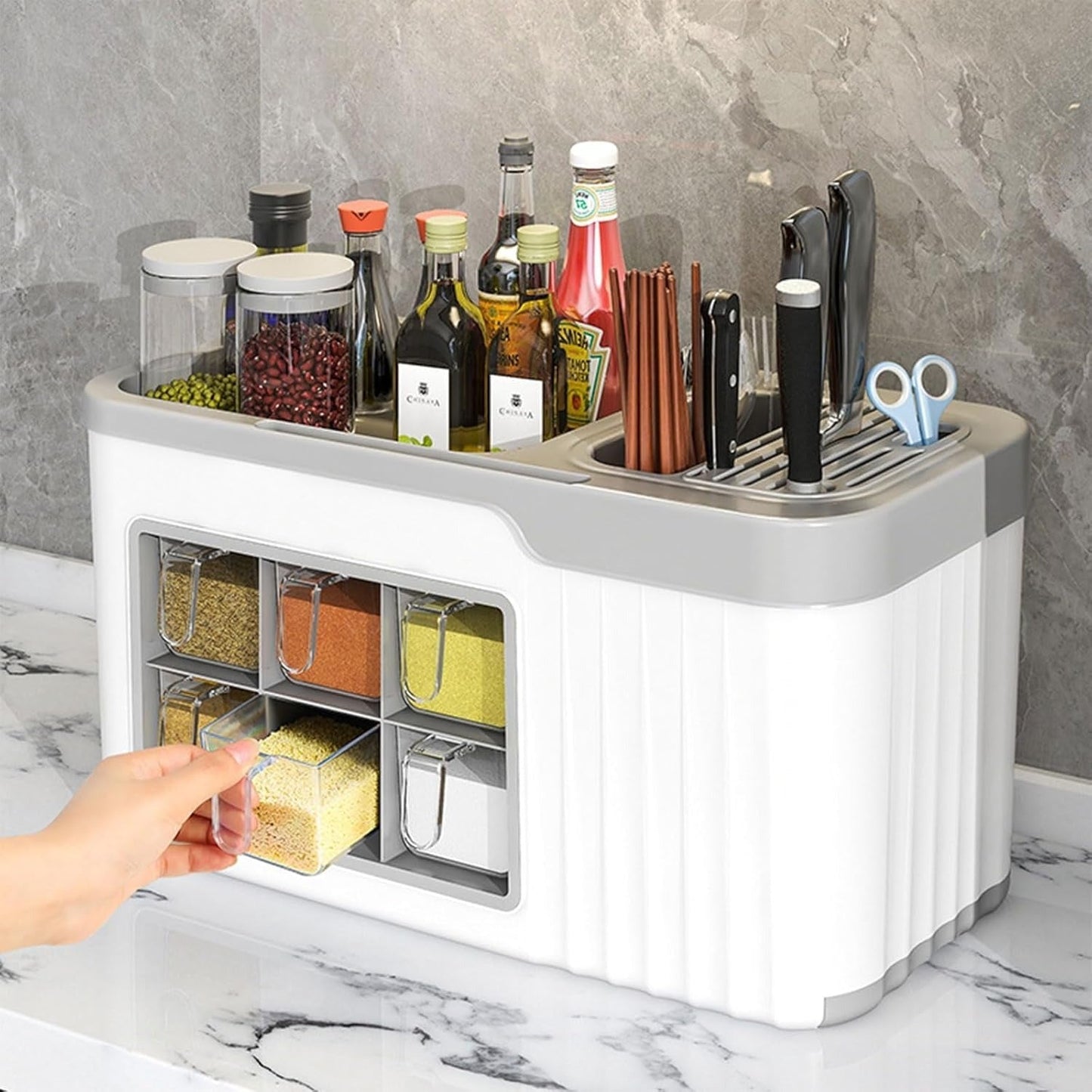 Multi-functional Spice Storage Rack-for Spice Jars,Cutlery Knife Holder