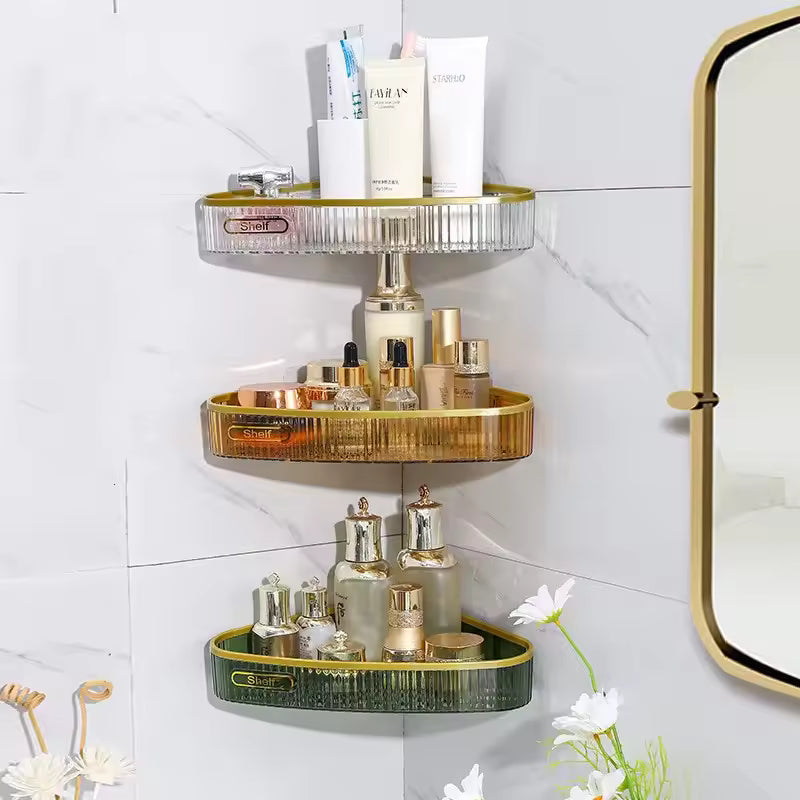 Triangle Bathroom Corner Organizer, Wall Mounted Storage Rack