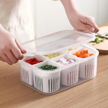 Refrigerator Food Fresh Box 6-In-1 Kitchen Scallion Storage Box(Imported Quality)