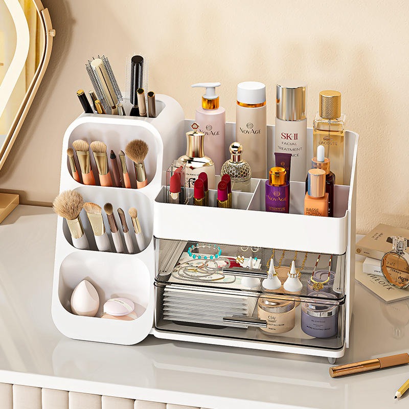 Luxury Cosmetic Box With Makeup Brush Organizer