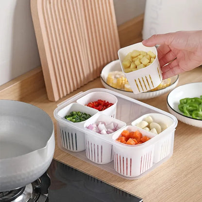 Refrigerator Food Fresh Box 6-In-1 Kitchen Scallion Storage Box(Imported Quality)