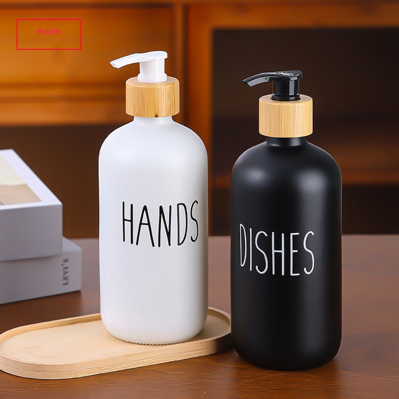 Bathroom Hand Soap Dispenser With Bamboo Tray
