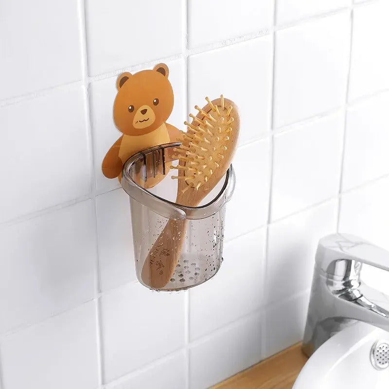 Bear Toothbrush Holder Cup Wall Mounted