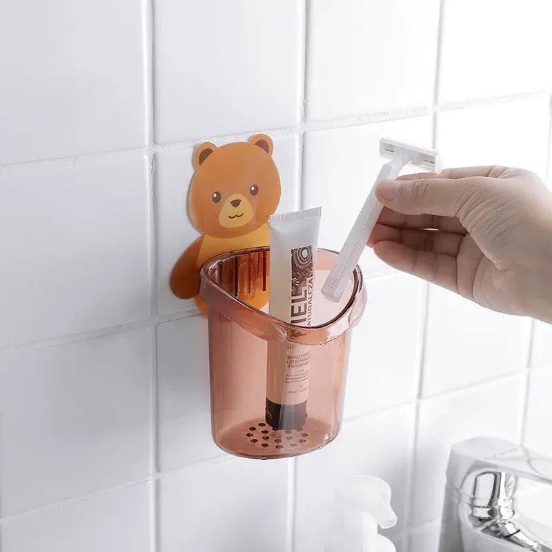 Bear Toothbrush Holder Cup Wall Mounted