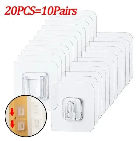 2Pcs Double Sided Adhesive Wall Hooks Waterproof Transparent Suction Cup Storage Hook For Kitchen Bathroom Organizer Holders