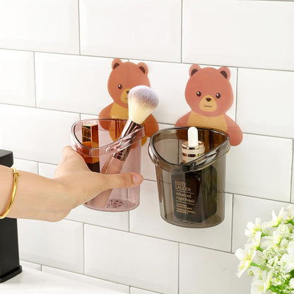 Bear Toothbrush Holder Cup Wall Mounted