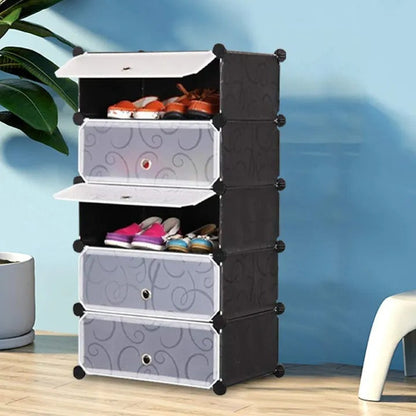 2,3 & 5 Layer Plastic Sheet Cube Shoe Rack Storage