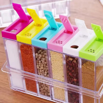 Set Of 6 Spice Box, Colorful Spice Container, Plastic Seasoning Box
