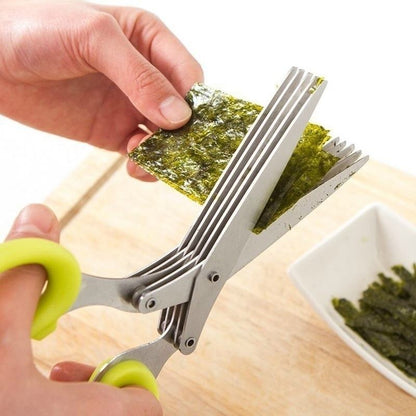 5 Layers Kitchen Scissor Multi-Blade Herb & Vegetable Cutting Shears with Cleaning Comb